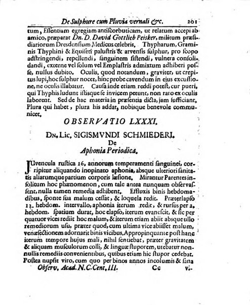 Academiae Caesareo-Leopoldinae naturae curiosorum ephemerides, sive Observationum medico.phisicarum ...