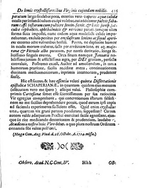 Academiae Caesareo-Leopoldinae naturae curiosorum ephemerides, sive Observationum medico.phisicarum ...