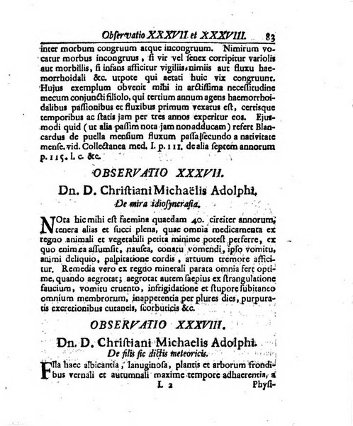 Academiae Caesareo-Leopoldinae naturae curiosorum ephemerides, sive Observationum medico.phisicarum ...