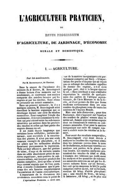 L'agriculteur praticien revue de l'agriculture francaise et etrangere