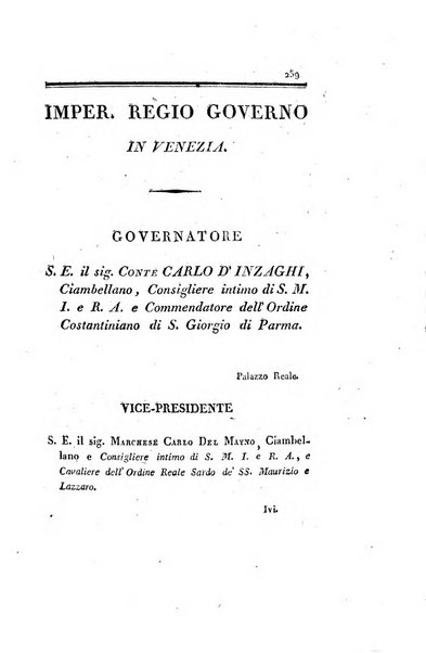 Almanacco per le provincie soggette all'Imp. Regio Governo di Venezia per l'anno ...