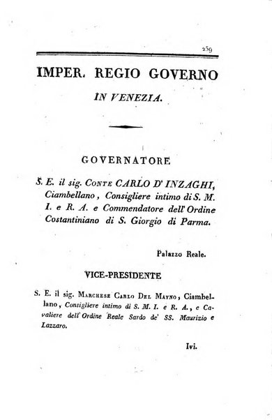 Almanacco per le provincie soggette all'Imp. Regio Governo di Venezia per l'anno ...