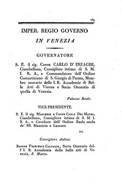 Almanacco per le provincie soggette all'Imp. Regio Governo di Venezia per l'anno ...