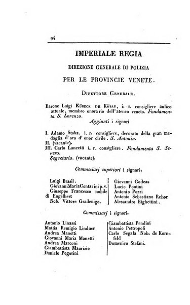 Almanacco per le provincie soggette all'Imp. Regio Governo di Venezia per l'anno ...