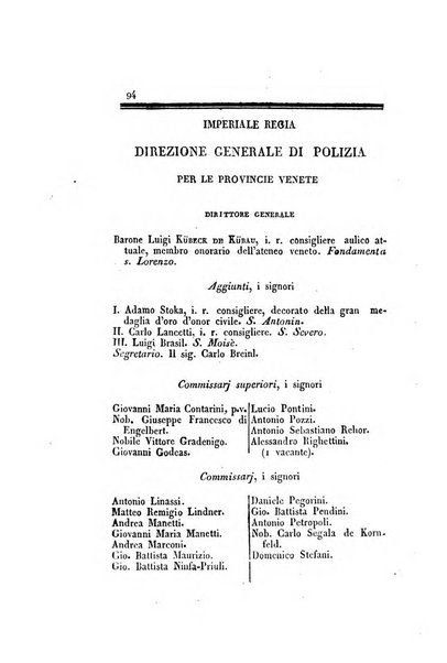 Almanacco per le provincie soggette all'Imp. Regio Governo di Venezia per l'anno ...