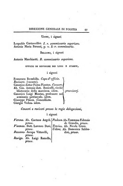 Almanacco per le provincie soggette all'Imp. Regio Governo di Venezia per l'anno ...