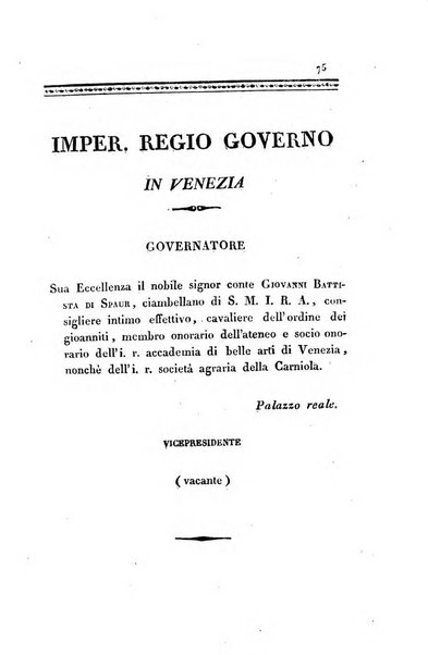 Almanacco per le provincie soggette all'Imp. Regio Governo di Venezia per l'anno ...