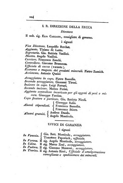 Almanacco per le provincie soggette all'Imp. Regio Governo di Venezia per l'anno ...