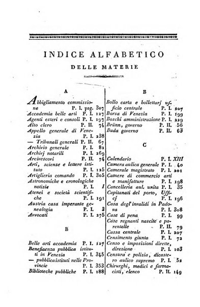 Almanacco per le provincie soggette all'Imp. Regio Governo di Venezia per l'anno ...