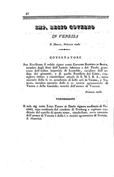 Almanacco per le provincie soggette all'Imp. Regio Governo di Venezia per l'anno ...