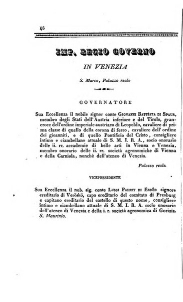 Almanacco per le provincie soggette all'Imp. Regio Governo di Venezia per l'anno ...