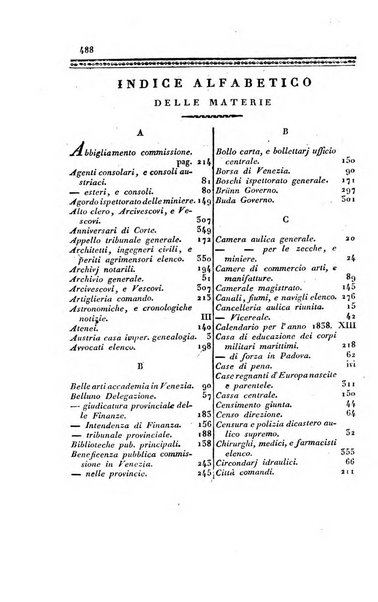 Almanacco per le provincie soggette all'Imp. Regio Governo di Venezia per l'anno ...