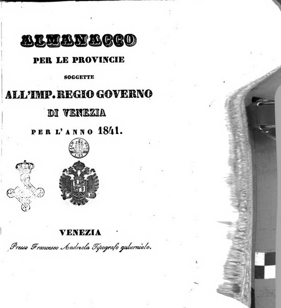 Almanacco per le provincie soggette all'Imp. Regio Governo di Venezia per l'anno ...