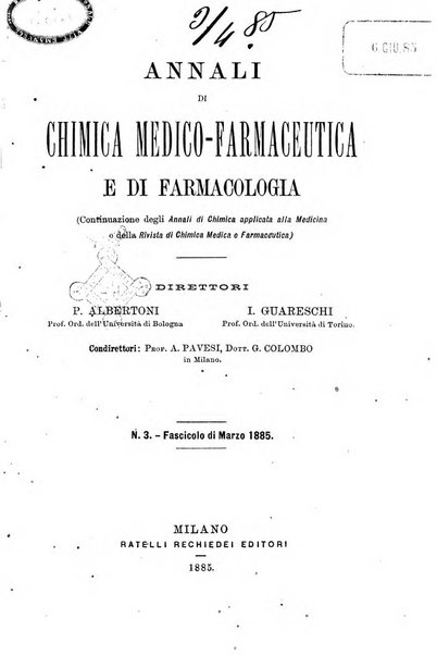 Annali di chimica medico-farmaceutica e di farmacologia