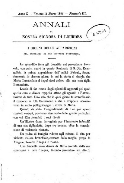 Annali di Nostra signora di Lourdes