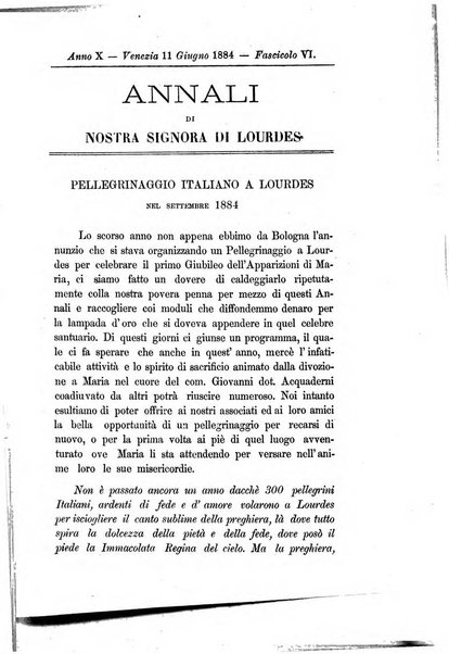 Annali di Nostra signora di Lourdes