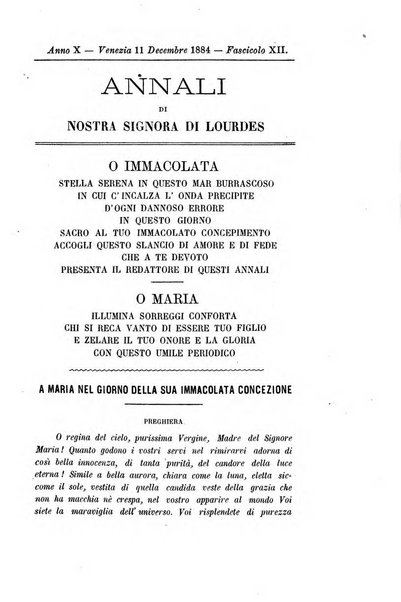 Annali di Nostra signora di Lourdes