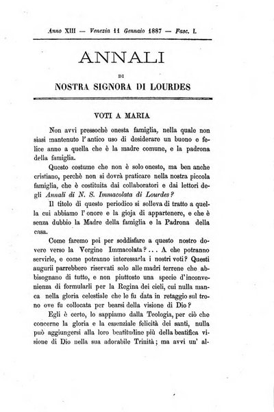 Annali di Nostra signora di Lourdes