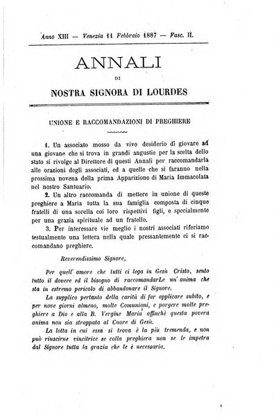 Annali di Nostra signora di Lourdes