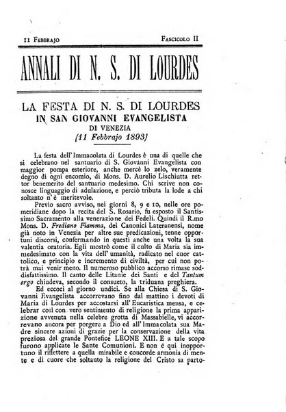 Annali di Nostra signora di Lourdes