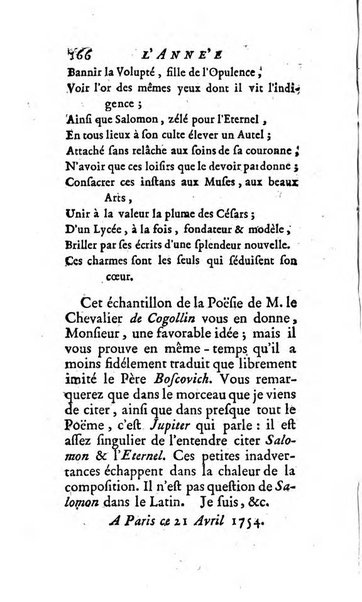 L'annee litteraire ou Suite des lettres sur quelques ecrits de ce temps