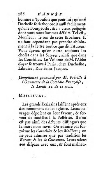 L'annee litteraire ou Suite des lettres sur quelques ecrits de ce temps