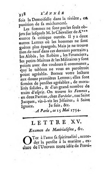 L'annee litteraire ou Suite des lettres sur quelques ecrits de ce temps