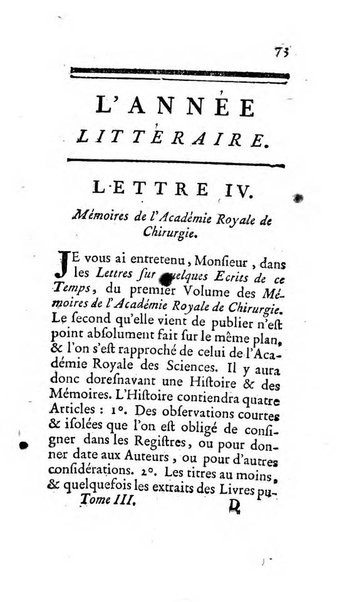 L'annee litteraire ou Suite des lettres sur quelques ecrits de ce temps