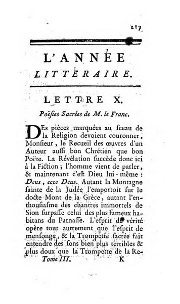 L'annee litteraire ou Suite des lettres sur quelques ecrits de ce temps