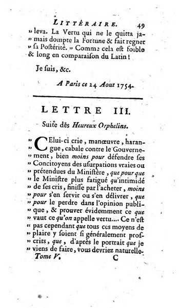 L'annee litteraire ou Suite des lettres sur quelques ecrits de ce temps