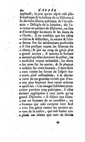 L'annee litteraire ou Suite des lettres sur quelques ecrits de ce temps