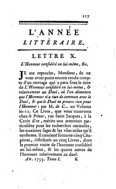 L'annee litteraire ou Suite des lettres sur quelques ecrits de ce temps