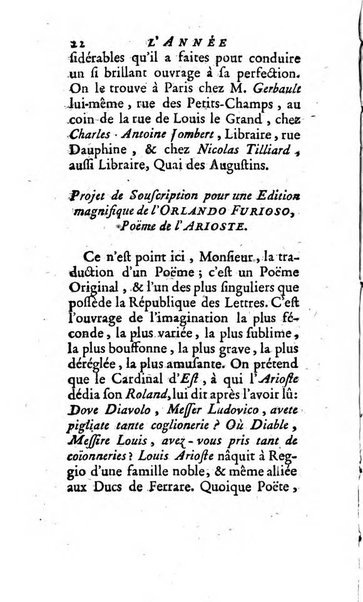 L'annee litteraire ou Suite des lettres sur quelques ecrits de ce temps