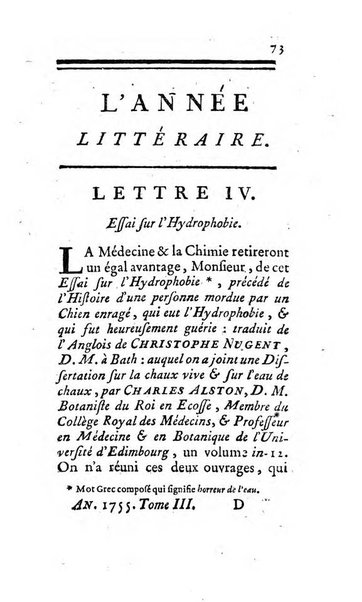 L'annee litteraire ou Suite des lettres sur quelques ecrits de ce temps