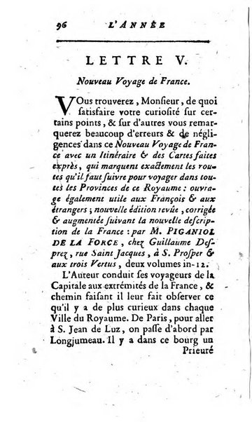 L'annee litteraire ou Suite des lettres sur quelques ecrits de ce temps