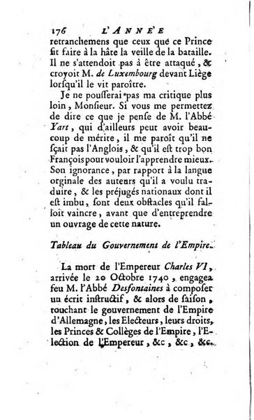 L'annee litteraire ou Suite des lettres sur quelques ecrits de ce temps