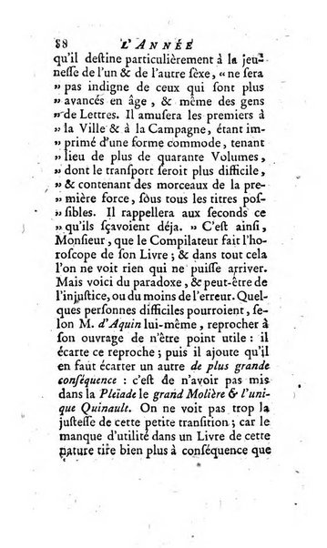 L'annee litteraire ou Suite des lettres sur quelques ecrits de ce temps