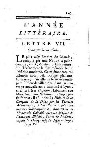 L'annee litteraire ou Suite des lettres sur quelques ecrits de ce temps