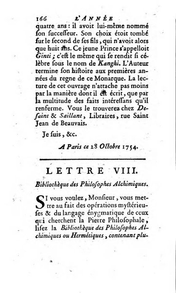 L'annee litteraire ou Suite des lettres sur quelques ecrits de ce temps