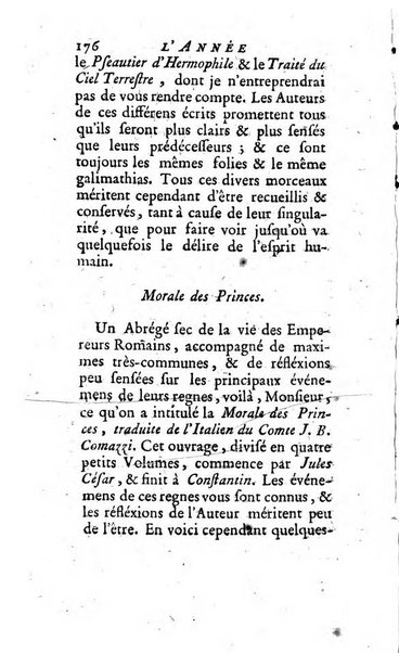 L'annee litteraire ou Suite des lettres sur quelques ecrits de ce temps