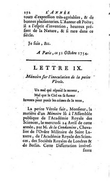 L'annee litteraire ou Suite des lettres sur quelques ecrits de ce temps