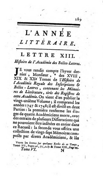 L'annee litteraire ou Suite des lettres sur quelques ecrits de ce temps