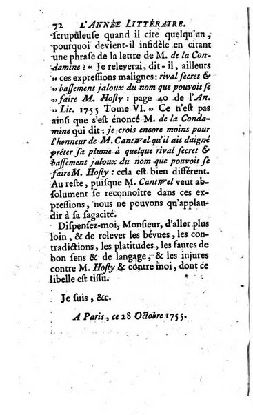 L'annee litteraire ou Suite des lettres sur quelques ecrits de ce temps