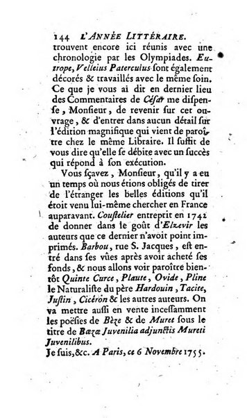 L'annee litteraire ou Suite des lettres sur quelques ecrits de ce temps