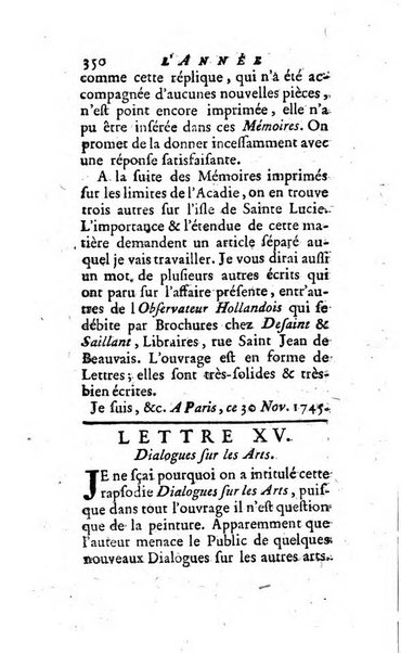 L'annee litteraire ou Suite des lettres sur quelques ecrits de ce temps