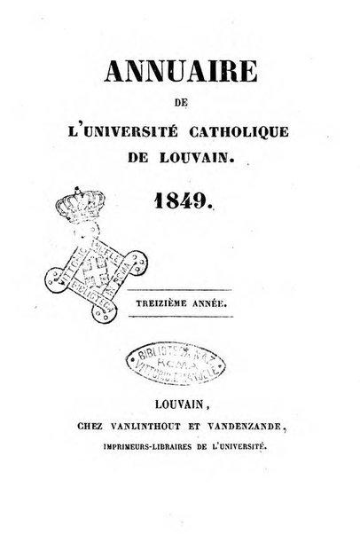 Annuaire de l'Universite Catholique de Louvain