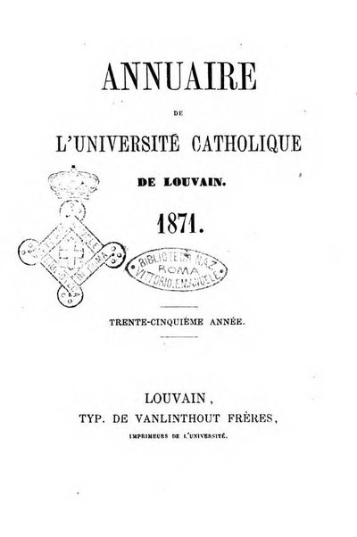 Annuaire de l'Universite Catholique de Louvain