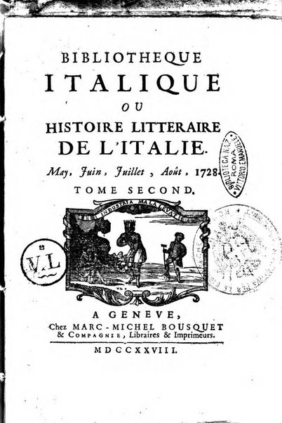 Bibliotheque italique ou histoire litteraire de l'Italie