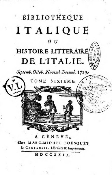 Bibliotheque italique ou histoire litteraire de l'Italie