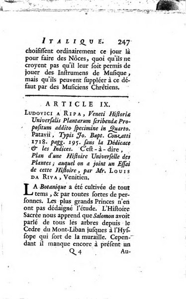 Bibliotheque italique ou histoire litteraire de l'Italie